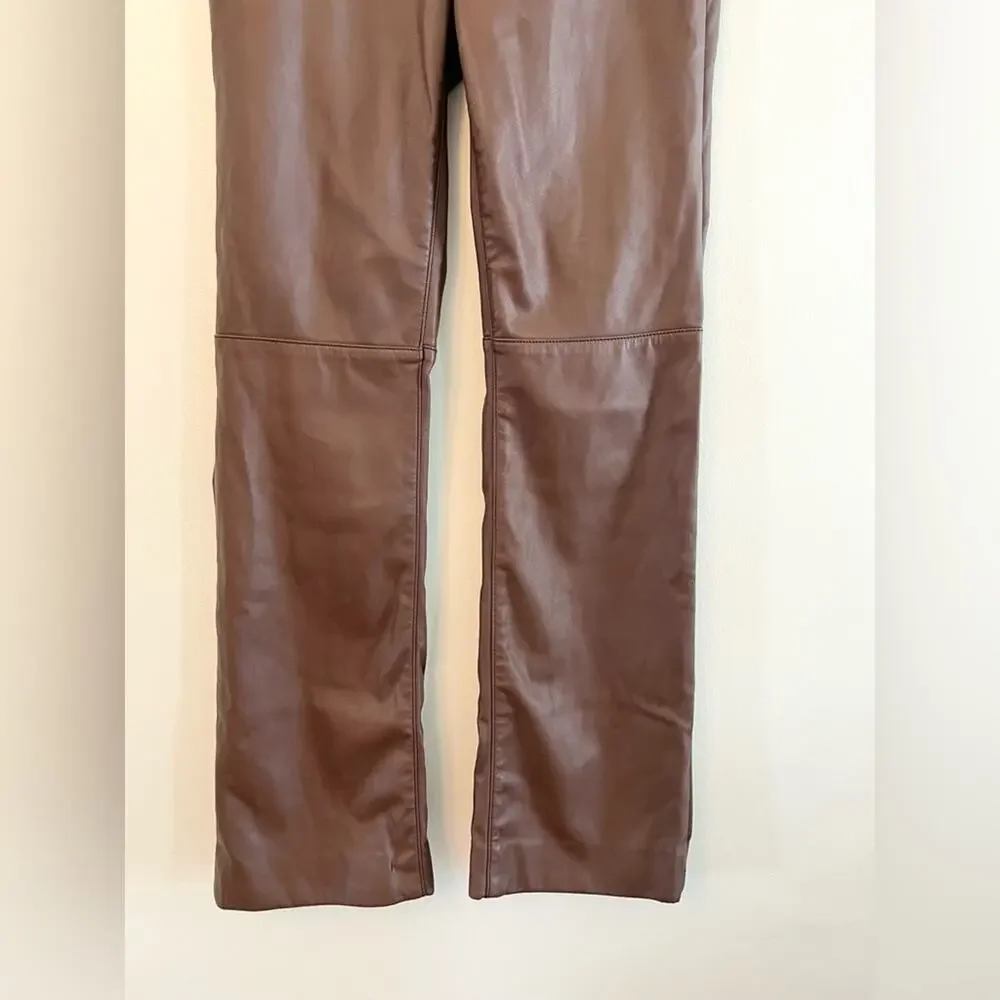 Revive revolve brown faux leather 909 High Street pants straight flare  fall - Picture 5 of 15